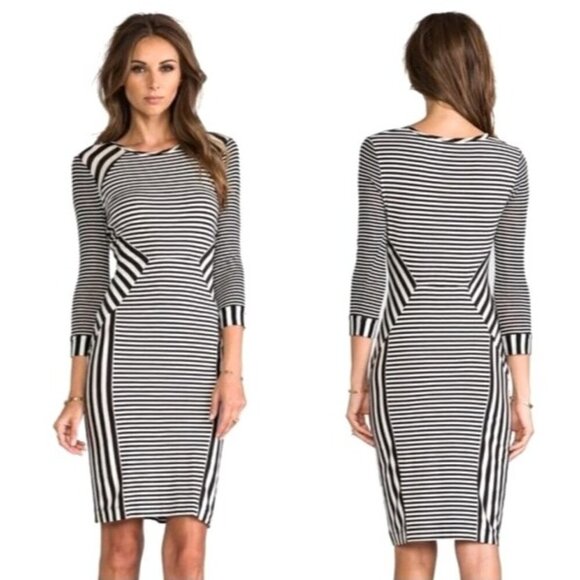 Diane Von Furstenberg Black And‎ White Multi Directional Striped Haven Dress S - Picture 1 of 11